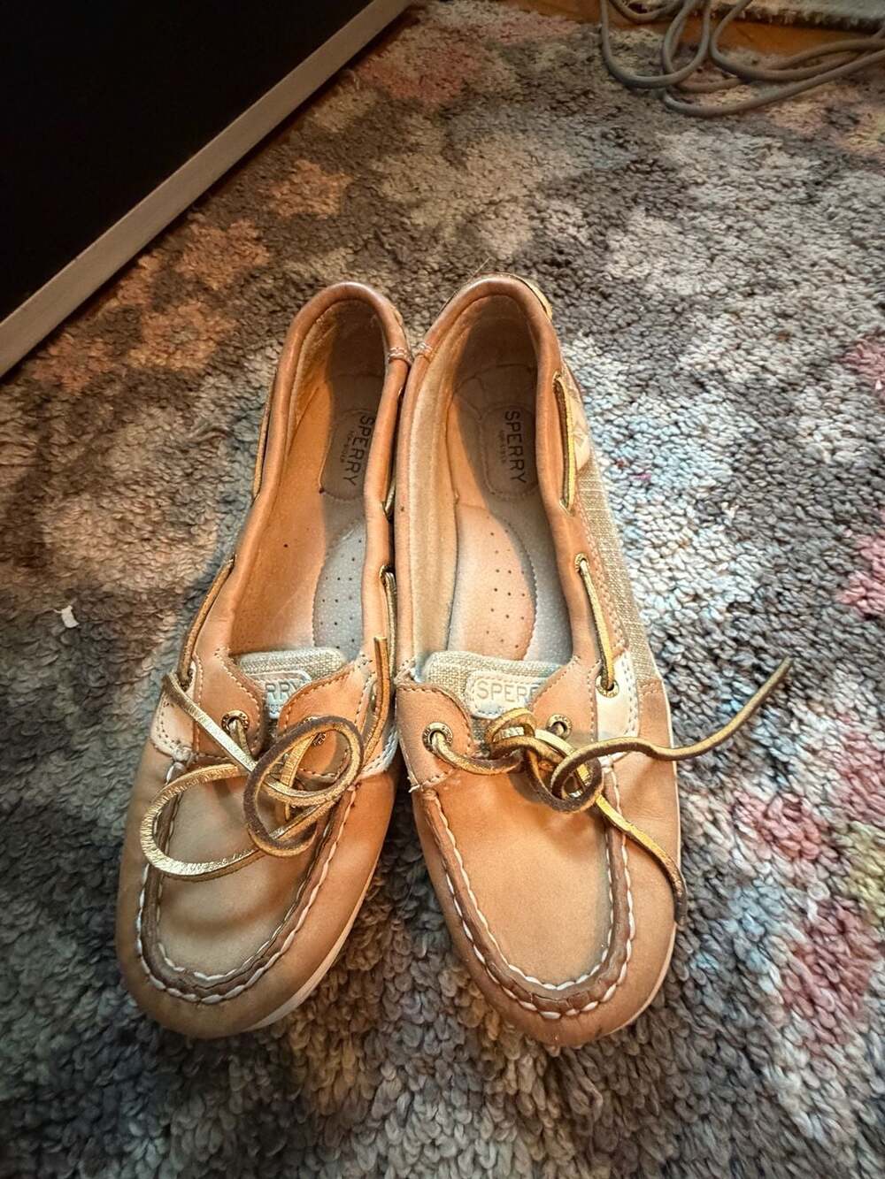 Sperry Women's STS97422 Tan Leather and Fabric Boat Shoes Size 8M